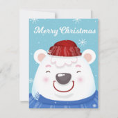 かわいいおもしろいホリデーポーラベアメリークリスマスカード シーズンカード (正面)