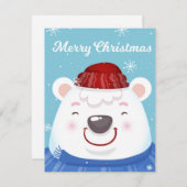かわいいおもしろいホリデーポーラベアメリークリスマスカード シーズンカード (正面/裏面)