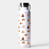 かわいいおもしろいホワイトブラウンキッズトイカー飛行機ボート ウォーターボトル (正面)