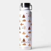 かわいいおもしろいホワイトブラウンキッズトイカー飛行機ボート ウォーターボトル (背面)