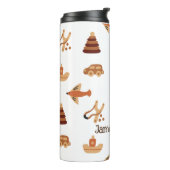 かわいいおもしろいホワイトブラウンキッズトイカー飛行機ボート タンブラー (回転左)