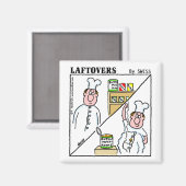 かわいいおもしろいボタンのキノコのシェフラフトバー漫画 マグネット (正面/裏面)