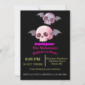 かわいいおもしろいボンジュールプンハロウィーン 招待状 (正面)