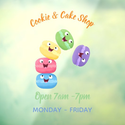 かわいいおもしろいマカロン漫画イラストレーション ウィンドウサイン (シート3)