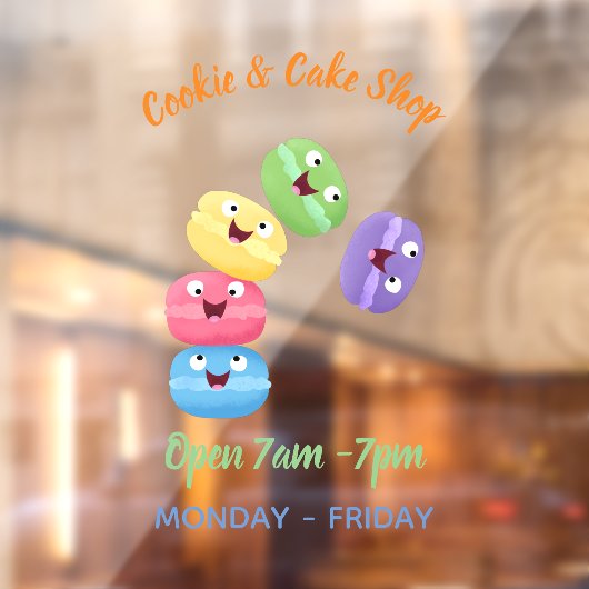 かわいいおもしろいマカロン漫画イラストレーション ウィンドウサイン (シート2)