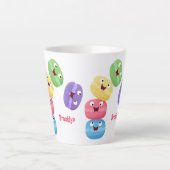 かわいいおもしろいマカロン漫画イラストレーション カフェラテマグ (正面)