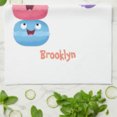 かわいいおもしろいマカロン漫画イラストレーション キッチンタオル (折り畳み)