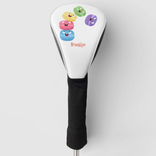 かわいいおもしろいマカロン漫画イラストレーション ゴルフヘッドカバー (正面)