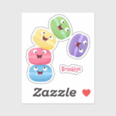 かわいいおもしろいマカロン漫画イラストレーション シール (シート)
