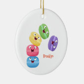 かわいいおもしろいマカロン漫画イラストレーション セラミックオーナメント (右)