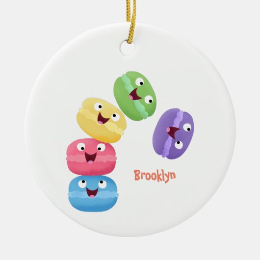 かわいいおもしろいマカロン漫画イラストレーション セラミックオーナメント (正面)