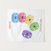 かわいいおもしろいマカロン漫画イラストレーション タペストリー (正面(横))