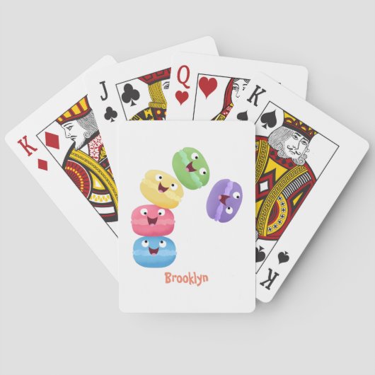 かわいいおもしろいマカロン漫画イラストレーション トランプ (裏面)