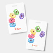 かわいいおもしろいマカロン漫画イラストレーション バッジ (正面＆裏面)