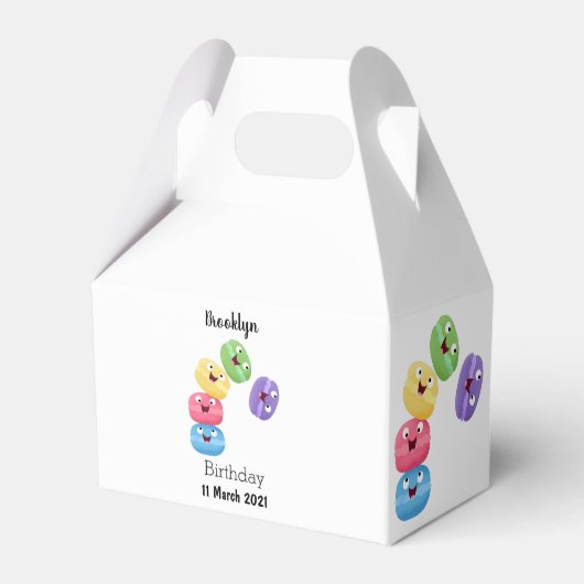 かわいいおもしろいマカロン漫画イラストレーション フェイバーボックス (正面サイド)