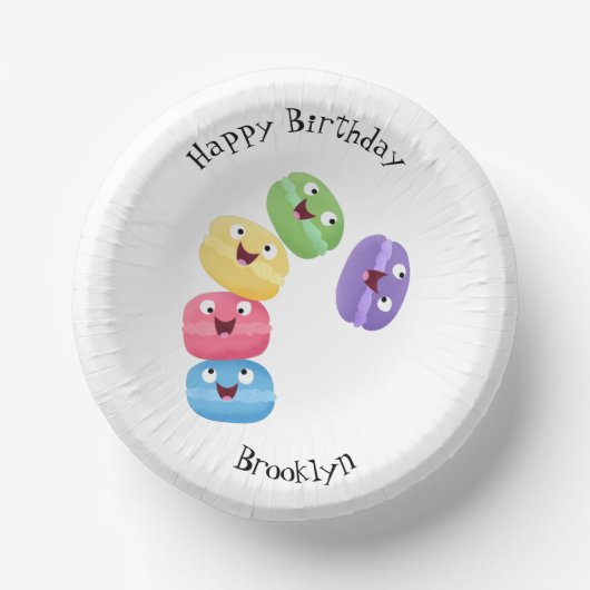 かわいいおもしろいマカロン漫画イラストレーション ペーパーボウル (正面)