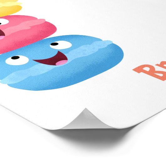 かわいいおもしろいマカロン漫画イラストレーション ポスター (角)