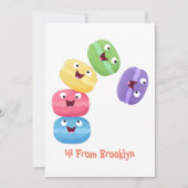 かわいいおもしろいマカロン漫画イラストレーション 招待状 (正面)