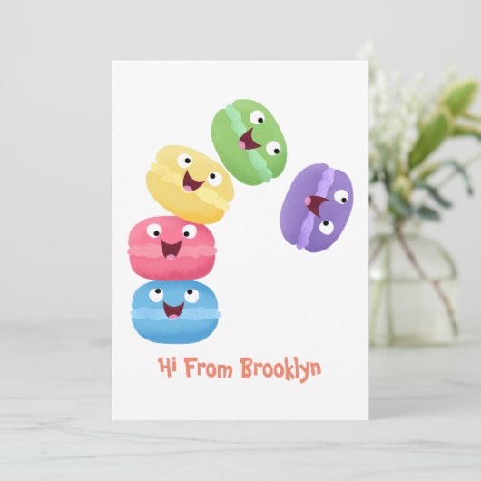 かわいいおもしろいマカロン漫画イラストレーション 招待状 (スタンド正面)