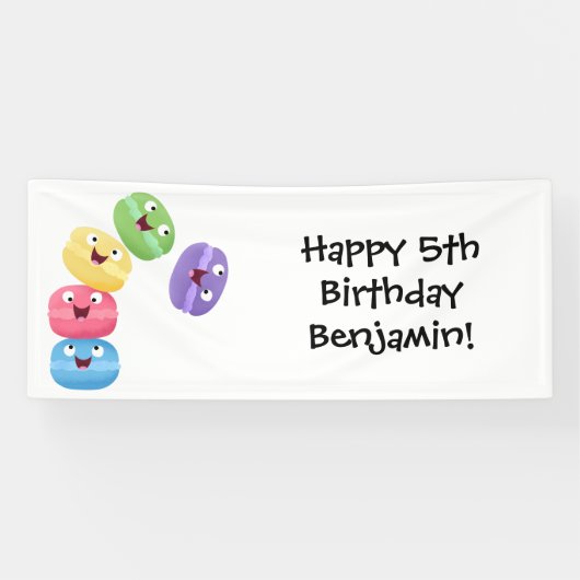 かわいいおもしろいマカロン漫画イラストレーション 横断幕 (横)