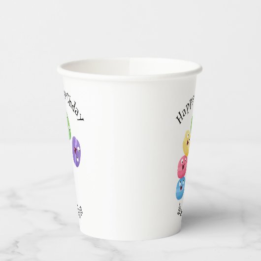 かわいいおもしろいマカロン漫画イラストレーション 紙コップ (左)