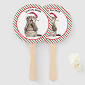 かわいいおもしろいマンガのクリスマス猫ファン ハンドファン (正面&裏面)