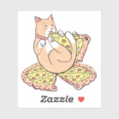 かわいいおもしろいマンガのピザ猫 シール (シート)
