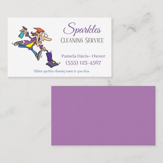 かわいいおもしろいマンガのメイド・ハウス清掃サービス 名刺 (正面/裏面)