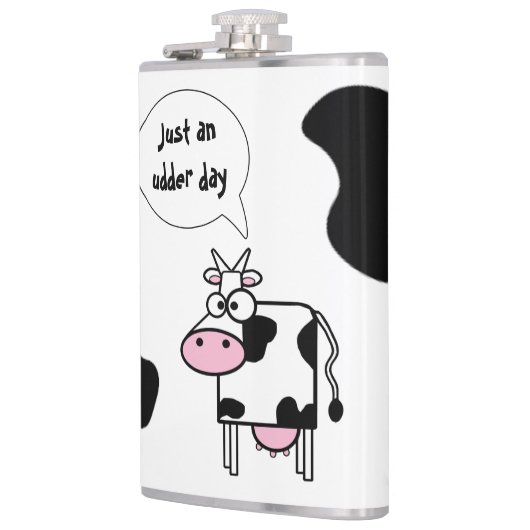 かわいいおもしろいマンガの牛のウダーの日 フラスク (左)