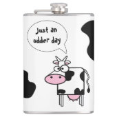 かわいいおもしろいマンガの牛のウダーの日 フラスク (正面)