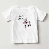 かわいいおもしろいマンガの牛のウダーの日 ベビーTシャツ (正面)