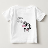 かわいいおもしろいマンガの牛のウダーの日 ベビーTシャツ (裏面)