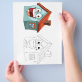 かわいいおもしろいマンガハウスのカラーリングページ チラシ (手)