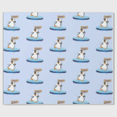 かわいいおもしろいマンガペンギンのメリークリスマス ラッピングペーパー (フラット)