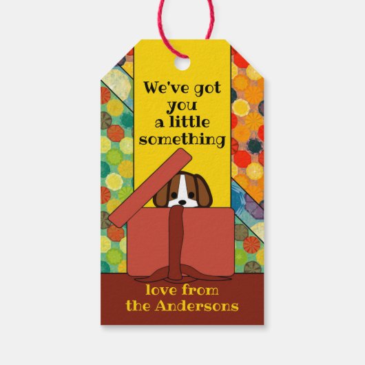 かわいいおもしろいマンガ犬のプレゼントラベル ギフトタグ (裏面)