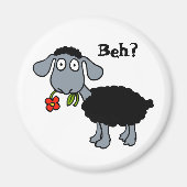 かわいいおもしろいマンガ黒いヒツジの花カスタマイズ マグネット (正面)