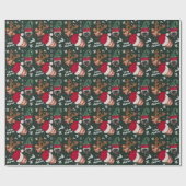 かわいいおもしろいメリークリスマスイラストレーション3枚 ラッピングペーパー (フラット)
