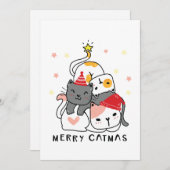 かわいいおもしろいメリークリスマスドドル猫 シーズンカード (正面/裏面)