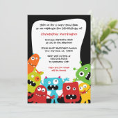 かわいいおもしろいモンスターの男の子の誕生日のパーティの招待状 招待状 (スタンド正面)