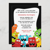 かわいいおもしろいモンスターの男の子の誕生日のパーティの招待状 招待状 (正面/裏面)