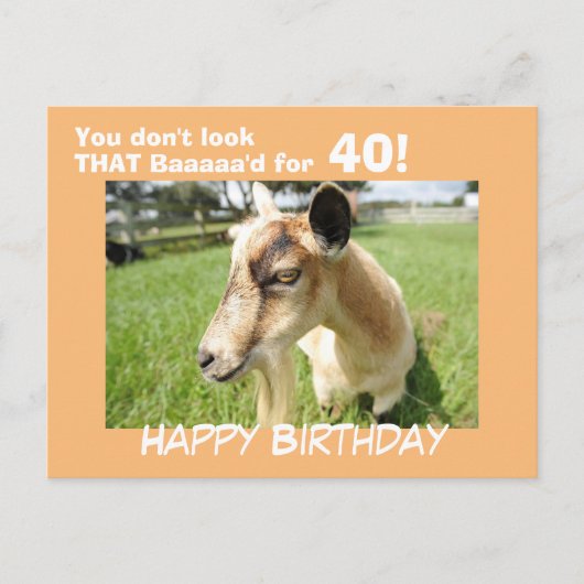 かわいいおもしろいヤギのユーモアカスタム誕生日 ポストカード (正面)