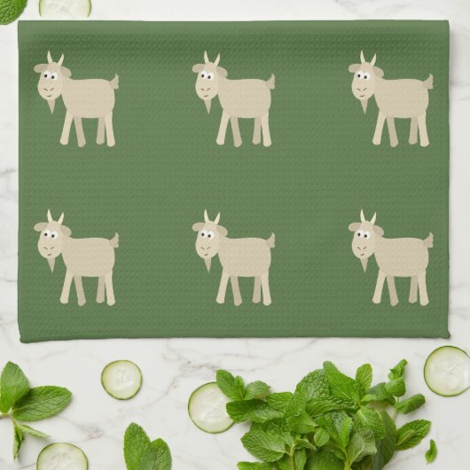 かわいいおもしろいヤギ キッチンタオル (折り畳み)