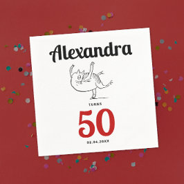 かわいいおもしろいユーモア猫踊り白黒スケッチ スタンダードカクテルナプキン