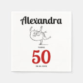 かわいいおもしろいユーモア猫踊り白黒スケッチ スタンダードカクテルナプキン (正面)