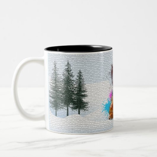 かわいいおもしろいヨークシャーテリアドッグのクリスマス ツートーンマグカップ (左)