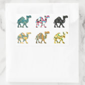 かわいいおもしろいラクダ 長方形シール (バッグ)