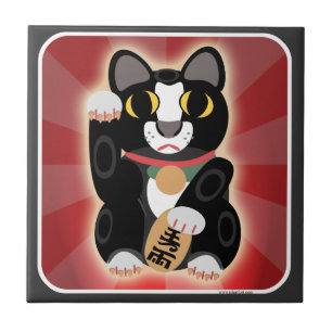 かわいいおもしろいラッキータキシード猫アニメアートおもしろい タイル