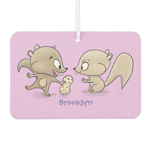 かわいいおもしろいリス漫画イラストレーション カーエアーフレッシュナー (正面)