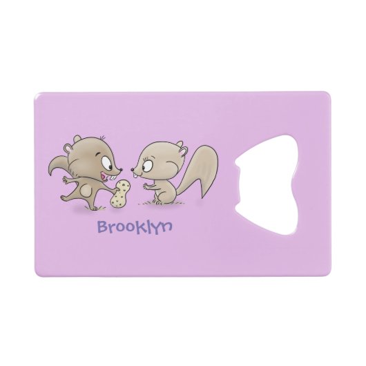 かわいいおもしろいリス漫画イラストレーション クレジットカード栓抜き (正面(横))