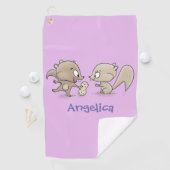 かわいいおもしろいリス漫画イラストレーション ゴルフタオル (インサイチュ)